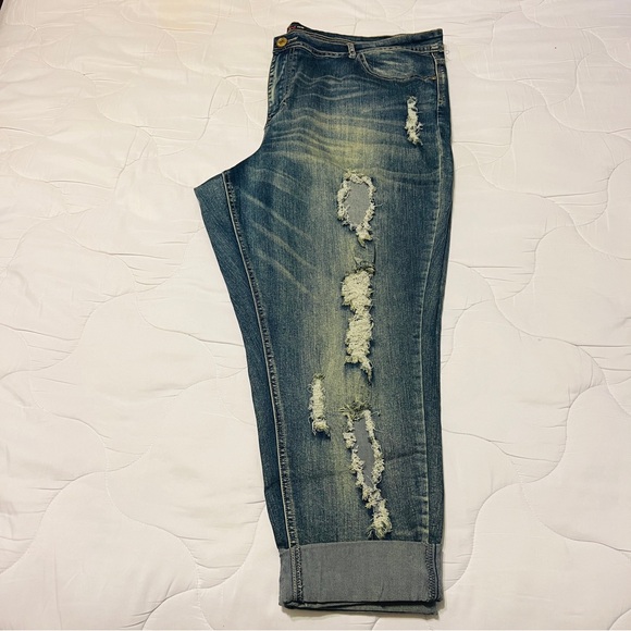 ELITE JEANS Women's MID-RISE Destroyed Denim Skinny Jeggins BLUE JEANS Sz 23/24 - Picture 7 of 11